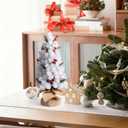 16.5 inch White Christmas Tree Centerpiece Small Tabletop Christmas Tree, White Pine Tree Rustic Mini Christmas Decorations Centerpiece Holiday Kitchen Shelf Decor Xmas Gifts