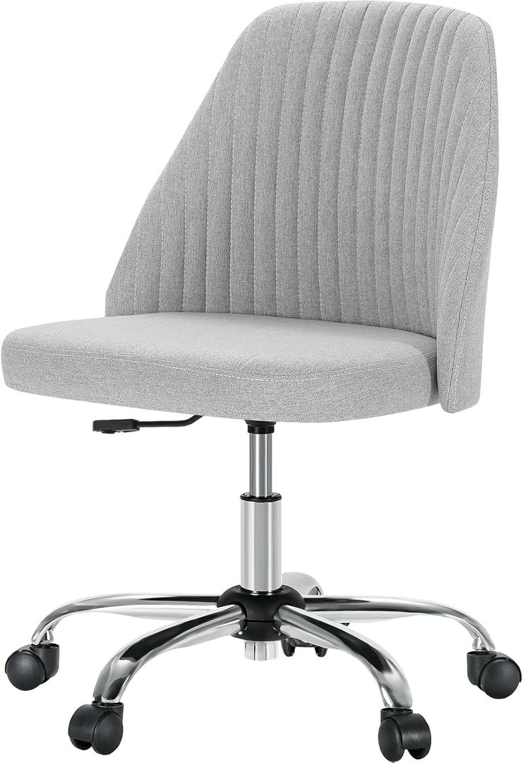 DUMOS Office Desk Chair, Modern Cute Rolling Vanity Swivel Task Chairs with Wheels, Comfortable Back Seat Armless for Home, Bedrooms, Office, Study, Student, Adults, Make-up, Dressing Room, Cloud
