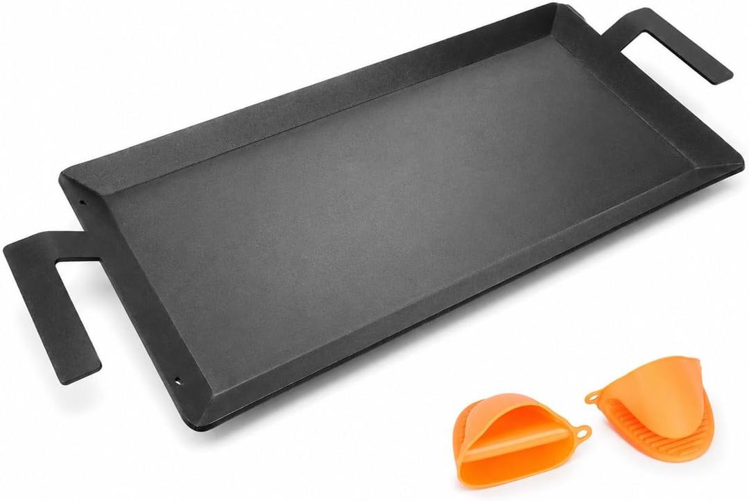 24" x 10" Carbon Steel Griddle Pan for 2 Burner Stovetops, Nonstick