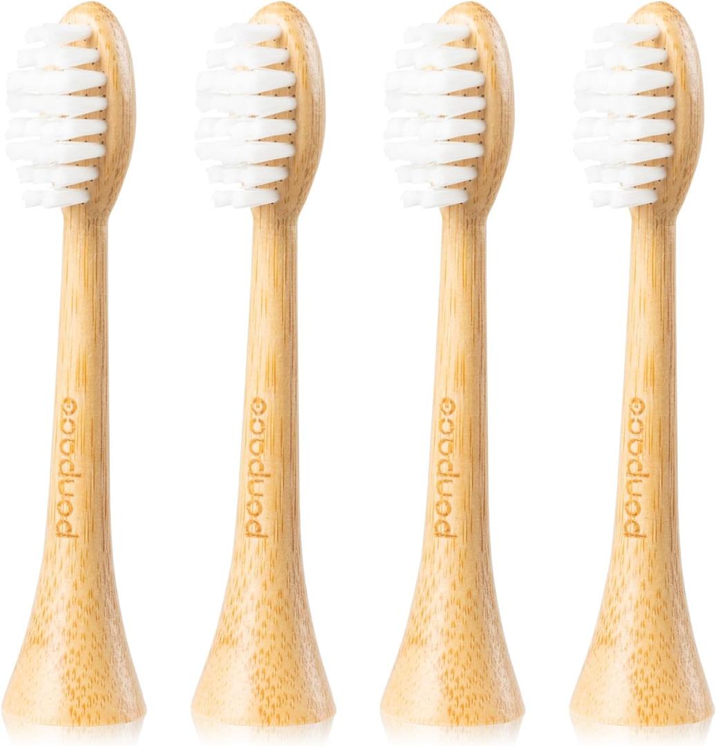 Bamboo Toothbrush Heads Compatible with Philips Sonicare, Extra Soft Castor-Oil Bristles for Sensitive Teeth, Eco-Friendly & Gentle Cleaning