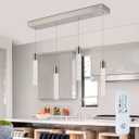 Pendant Light Kitchen Island with Remote Control & Dimmable, Modern Brushed Nickel Pendant Light Fixture for Dining Room 3000K/4000K/6000K