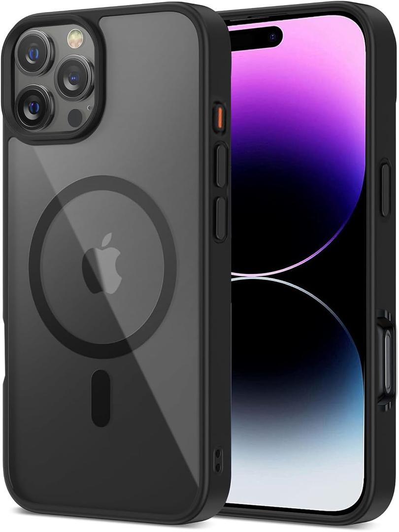 for iPhone 16 Pro Max iPhone Case [Compatible with MagSafe] [10FT Drop Resistant Matte] Skin Feeling Back Cover for iPhone 16 Pro Max Magnetic Case (Black)