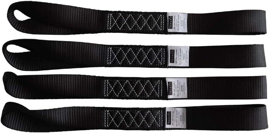 Soft Loop Tie Down Straps (4PK) Black Breaking Strength 10,000 LBS Heavy Duty 1.5 inch x 18 inch Motorcycle Soft tie Downs for UTV, ATV, Bicycle and Railer