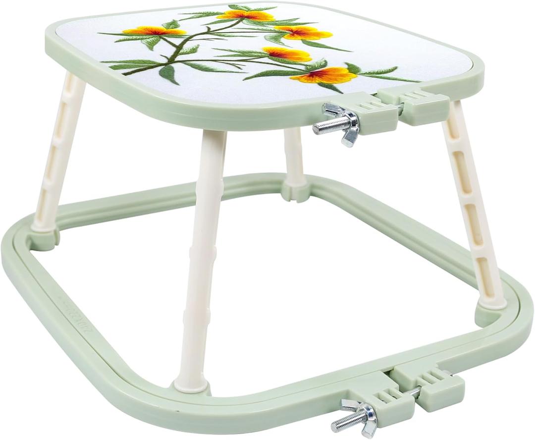 Guofa 2-Layer Embroidery Frame Stand  Adjustable Trapezoid Hoop Holder for Cross Stitch, Needlework, Quilting, Punch Needle & Sewing Crafts  Durable Plastic Hoops for Table or Lap (Green, Small) Guofa 2-Layer Embroidery Frame Stand  Adjustable Trapezoid Hoop Holder for Cross Stitch, Needlework, Quilting, Punch Needle & Sewing Crafts  Durable Plastic Hoops for Table or Lap (Green, Small)