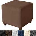 HFCNMY Velvet Ottoman Slipcover - Thick, Washable, Elastic Bottom Square Ottoman Cover for Large Coffee Tables & Foot Stools