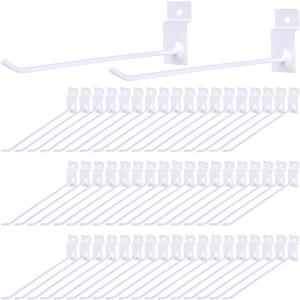 Moxweyeni 100 Pack Slatwall Hooks Slatwall Accessories Slat Wall Hanging Pegboard Hangers Slat Board Display Hooks for Retail Garage Organization Gridwall, White(7.8 Inch)