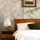 Livelynine White and Gold Wallpaper Peel and Stick Banana Leaf Wallpaper for Bedroom Bathroom Mural Self Adhesive Tropical Contact Paper Waterproof Large Tropical Leaves Wall Paper Decor 17.5x78.8