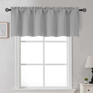 Gwine Silver Grey Valance for Windows, Small Blackout Valance Kitchen Curtains for Bathroom Basement, Modern Rod Pocket Thermal Insulated Window Treatment, 60" Wx18 L, 1 Piece