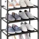 5-Tier Small Shoe Rack for Closet and Entryway, Narrow Shoe Shelf Organizer,Stackble Shoe Stand,Non-Woven Fabric Metal Free Standing Shoe Racks (Black, 18" W x 9.9" D x 28.6" H)