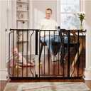 Regalo Safety 29-49" Easy Step Extra Wide Baby Gate for Doorways & Bottom of Stairs, Pressure Mounted Safety Gate with Door for Babies, Toddlers & Pets, Black