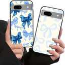 2 Pack Aesthetic Stylish Preppy Bow Phone Case for Google Pixel 7A 5G 6.1",Cartoon Pretty Fashion Girly Passion Bow Pattern Cases for Girls Women,Soft Silicone TPU Protective Cover