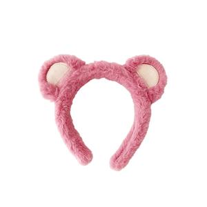Bear Ears Cute Headband Fluffy Hairband, Animal Head Wear for Party Celebrations Cosplay Dress up Costume Makeup Washing Face Adults Women Gift (Pink)