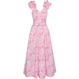 Grace Karin 2025 Women's Summer Floral Print Dress Sleeveless Casual Flowy Sundress A Line Ruffle Wedding Guest Outfit, 2XL