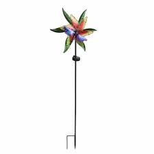 Dragonfly Wind Spinner Garden Decor, Metal Wind Spinner Lights Outdoor Solar Garden Decor, 47"