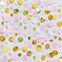 Gold and Pink Party Decorations Circle Dots Garland Metallic Gold Light Pink and White Hanging Polka Dot Streamer for Women Girl Birthday Baby Shower Bridal Shower Wedding Princess Party Supplies