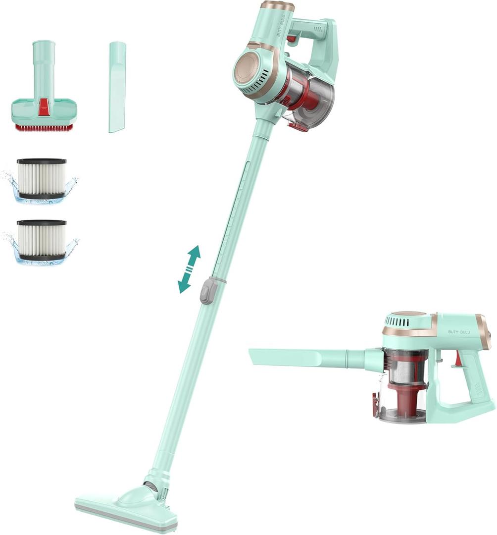 Cordless Vacuum Cleaner, Stcik Handheld Rechargeable Lightweight Small Mini 3-in-1 Vac Electirc Broom for Home Hard Floor Carpet Pet Hair Litter Cleaning, Detachable Battery