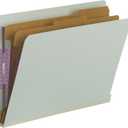 Smead 100% Recycled End Tab Pressboard Classification File Folder with SafeSHIELD Fasteners, 2 Dividers, 2" Expansion, Letter Size, Gray/Green, 10 per Box (26810)