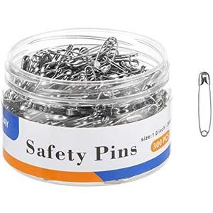 A+DAY Small Safety Pins 1.0 Inch (26mm), Size 0, 300-Count, Nickel Finish