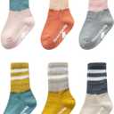 J Poqobog Baby Girls Boys Socks infant Cotton Crew Socks for newborn Non Slip/Anti Skid Toddler Knee-high Socks set (US, Age, 0 Months, 6 Months, Assorted-  6 Pairs) (XXXL)                                                                                                                                                                                                                                 
