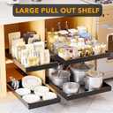 SpaceAid Pull Out Cabinet Organizer, 1 Pack Expandable 11.8"-19.6" (Need to Pull to Widen) Heavy Duty Pull-Out Drawer with Adhesive Tape for Kitchen Storage Cabinets (Black, 21" Deep)