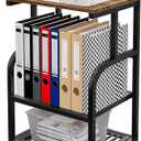 Printer Stand 20.3 x 31.5 Inches Large Printer Table with Adjustable Storage Shelf 3 Tier Rolling Printer Cart with Wheels for Home Office Stand for Heat Press Mini Fridge (Black)