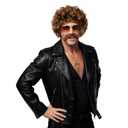 5pcs Disco Costume Set with 70s 80s Disco Wigs, Glasses, Moustache, Chain Necklace & Wig Cap, Short Curly Hair Afro Mens Wig for Retro Dance Parties, Halloween(Blonde Mixed Brown)