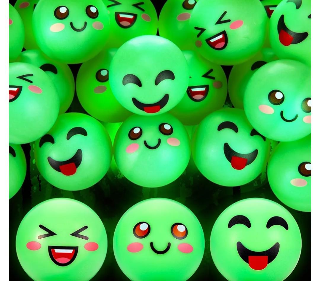 ShinyRelief 24 Pcs Glow in The Dark Table Tennis Balls Christmas Luminous Emotion Bouncy Balls Glowing Halloween Party Supplies Goodie Bag Fillers Cat's Fun Playmate for Holidays Outdoor Indoor