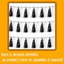 3P Black White Tassel Banner Garland Metallic Foil Fringe Banner Tinsel Tassels Streamer Banner Backdrop for Parade Floats Graduation, Halloween, Christmas, Father's Day Party Decorations