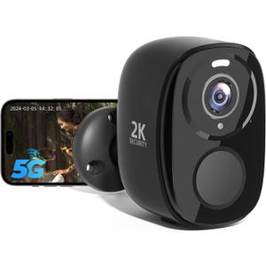 Rraycom 5G/2.4G WiFi Security Cameras Wireless Outdoor, 2K Battery Powered AI Motion Detection Siren Alarm Home Indoor Camera,Color Night Vision, 2-Way Talk, IP65 Waterproof, Works/Alexa, Cloud/SD (Black)