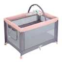 Pamo Babe Pack and Play with Bassinet, Pink Portable Playard for Baby, 39.37 x 25.9 x 27.55 inches