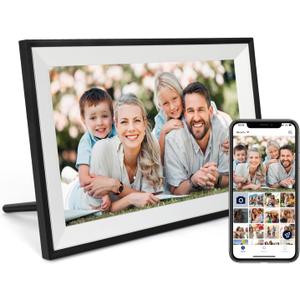 Digital Picture Frame 10.1 Inch WiFi Digital Photo Frame IPS HD Touch Screen Smart Cloud Photo Frame with 32GB Storage, Auto-Rotate, Easy Setup to Share Photos or Videos Remotely via AiMOR APP (Black)