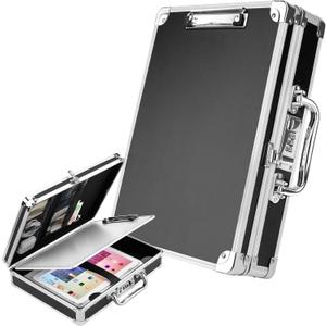 Clipboard with Storage Combination Lock Briefcase Clipboards Heavy Duty Box Metal Aluminum with Handle, Storage Clipboard Maximum Security, External & Built-in Clip Boards (Upgrade)