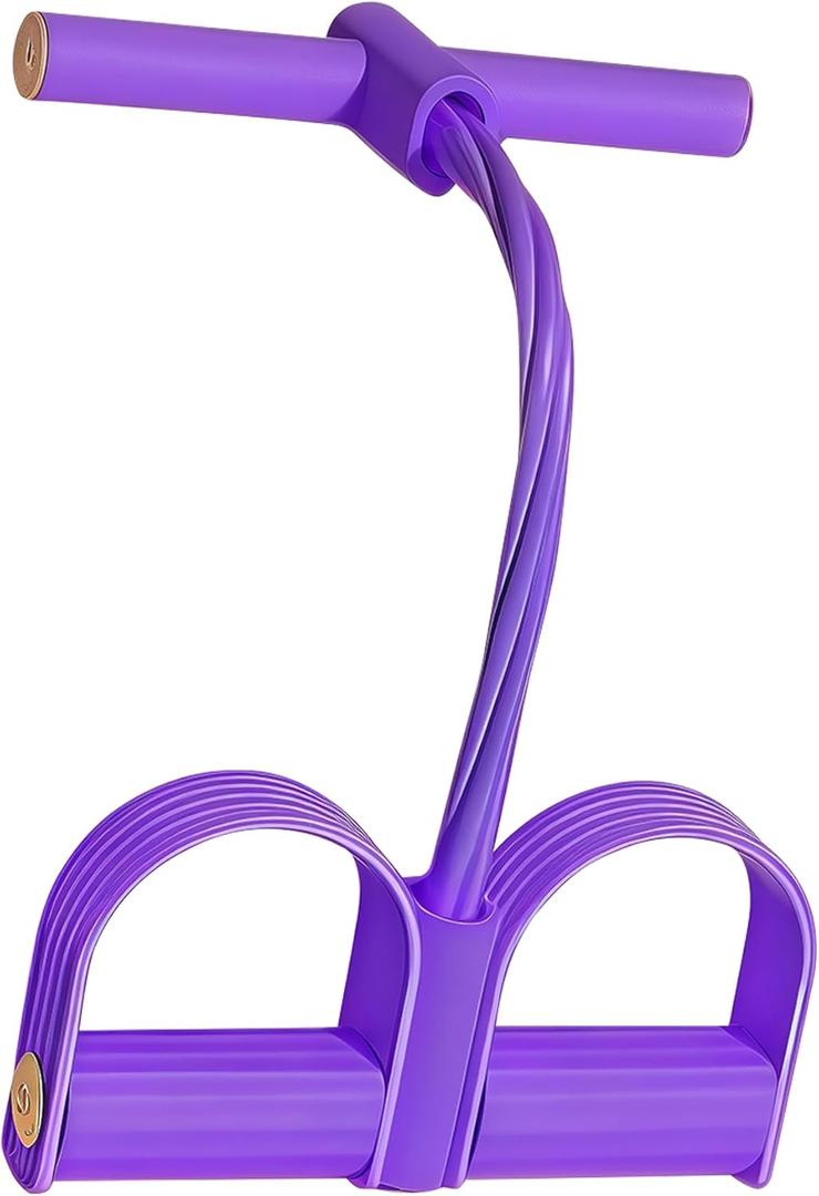 Multifunction Tension Rope - 6-Tube Elastic Pedal Resistance Band with Handle for Abdomen/Waist/Arm/Leg Stretching Slimming Training (PURPLE)