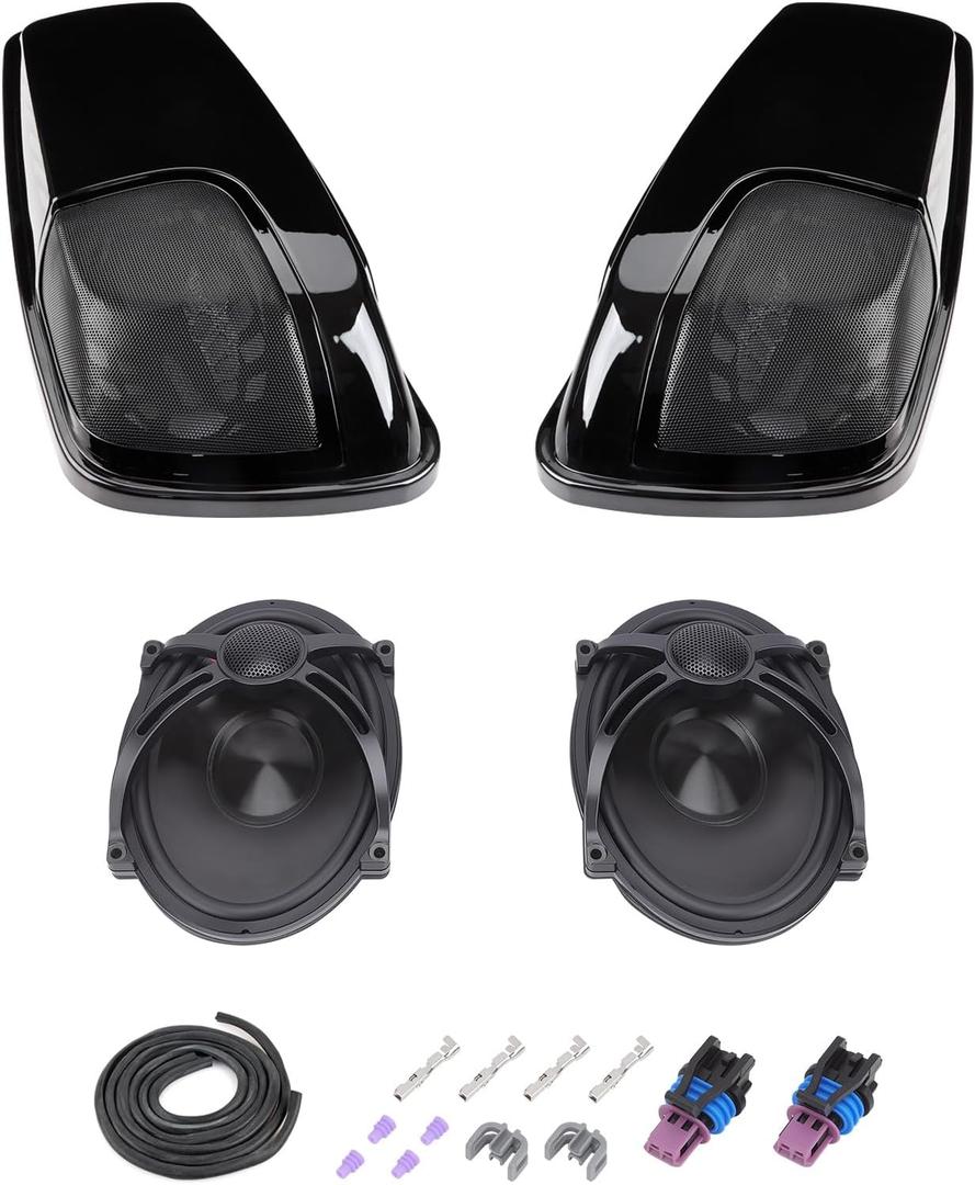 5x7 Saddlebag Speaker Lids Kit w/Speakers & Grills fit for Harley Touring Electra Glide Road Glide Road King Street Glide Ultra Limited 2014-2023 Hard Saddlebag Audio Lid Replacement