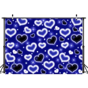Dudaacvt 10X8FT Blue Heart Photo Backdrop 90s Backdrops for Photoshoot Valentine's Day Backdrop Women Men Happy Birthday Photography Background Banner Photo Booth Studio Props D728