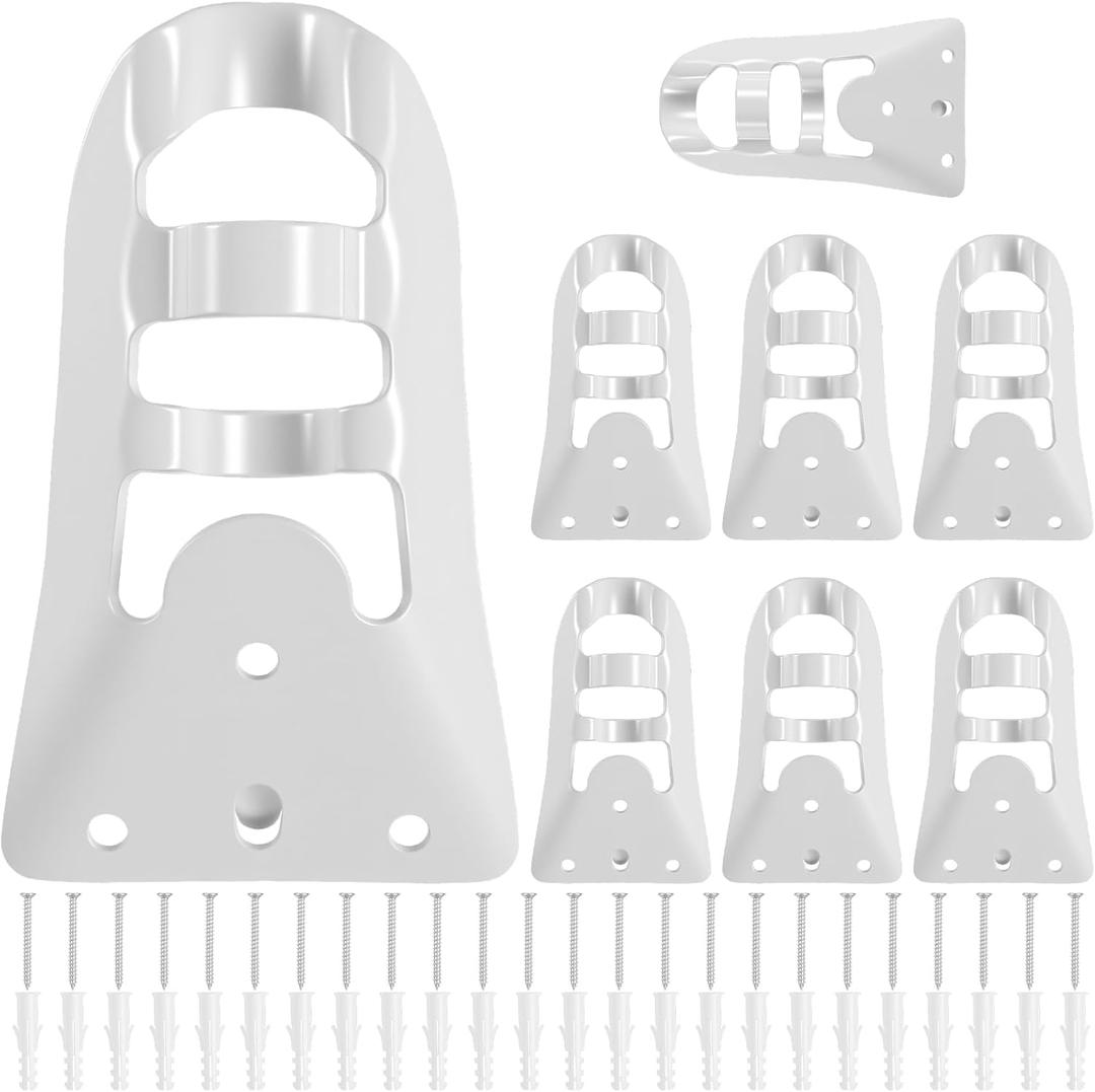 8 pcs Flag Pole Holder for Outside House Metal Flag Pole mounting Bracket Small Flags Holder mini Flags Poles Bracket Mount for Community Center,Classroom,House,Store White