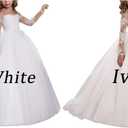 Abaowedding Lace Embroidery Sheer Long Sleeves Kids Trailing Gowns