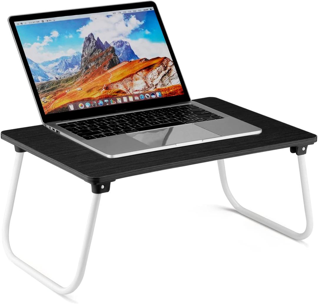 Ruxury Folding Lap Desk Laptop Stand Bed Desk Table Tray, Breakfast Serving Tray, Portable & Lightweight Mini Table for Sofa Couch Floor - Black (Small)