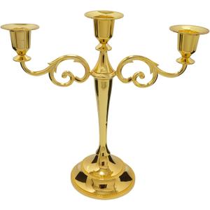 3 Candle Metal Candelabra  Candlesticks Holder for Formal Events, Wedding, Church, Holiday Dcor, Halloween  Taper Candle Holder Stand Centerpiece Elegant Decoration Piece for Table,Gold