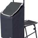 dbest Products Trolley Dolly Sport with Chair Foldable Grocery Cart on Wheels Multi Use Rolling Cart with Built-in Seat, Removable Bag, and Hand Truck Dolly Function, Black