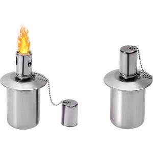 2 Pack Outdoor Decorative Lighting Stainless Steel Table top Torch Canister Torches for Outside Garden Torch Outdoor Torch Stand with Wicks and Covers Garden Patio Yard Holiday Lamp