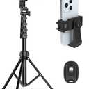 Liphisy 64” Tripod for Cell Phone & Camera, Phone Tripod with Remote and Phone Holder, Sturdy & Stable Height Adjustable Multi-Angle Shot Selfie Stick Tripod for Video Recording