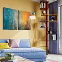 2 Framed Canvas Abstract Art Blue Orange Wall Decor Paintings for Home Bedroom Office Kitchen Wall Decor Modern Abstract Wall Art Paintings Prints24x16 Inch