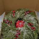 6 Pcs Small Christmas Norfolk Wreaths 15 Inch Christmas Kitchen Cabinet Mini Wreath Real Touch with Bow Ribbon Cedar Red Berry for Xmas Front Door Window Chair Fireplace Table Pillar Farmhouse Decor