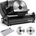 Meat Slicer, 200W Electric Food Slicer with 2 Removable 7.5" Stainless Steel Blades and Stainless Steel Tray, Child Lock Protection, Adjustable Thickness, Food Slicer Machine for Meat Cheese Bread