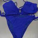 Blooming Jelly Womens Bikini Sets Two Piece Cheeky Swimsuits Curvy Cutout String Bathing Suits Royal Blue Medium