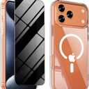 Magnetic for iPhone 17 Pro Case with Privacy Screen Protector,[Non-Yellowing] Shockproof Clear Phone Case Compatible with MagSafe Women Girls for iPhone 17Pro 5G 6.3",Transparent
