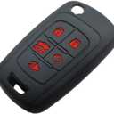 waymei Silicone Key Fob Cover Remote Keyless Case Protector Compatible with Chevrolet Chevy Malibu Camaro Cruze Limited Equinox Impala Limited Sonic Malibu Limited - 5 Buttons (Black + Pink)