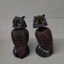 Hausse 2 Pack Fake Owl Decoys to Scare Birds Away, Rotating Head Plastic Owl Bird Deterrents, 10.6 Inch Height Bird Scarecrow Nature Enemy Horned Pest Repellent for Outdoor Garden Yard (Black)