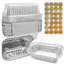 Mini Loaf Pans with Lids 50 Pack Small Aluminum Pans with Lids complete with Handmade with Love Stickers for Baking Bread, Fruit Cake, Banana Bread, Meat loaf and Baked Goods